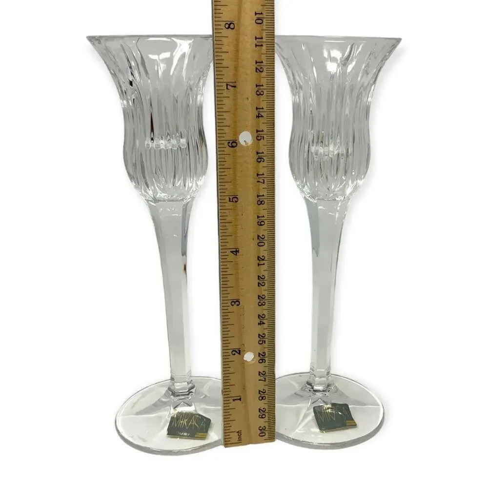 Mikasa Icicles Crystal Candlestick Holders Set of 2 NWT